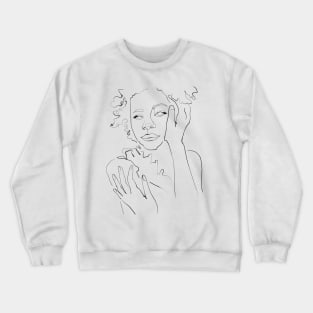 Vulnerability - Minimalist Line Art Woman Portrait Crewneck Sweatshirt